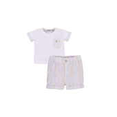 Everything Must Change (EMC) Baby Boy Beige and Grey Blue T-shirt and Short Set